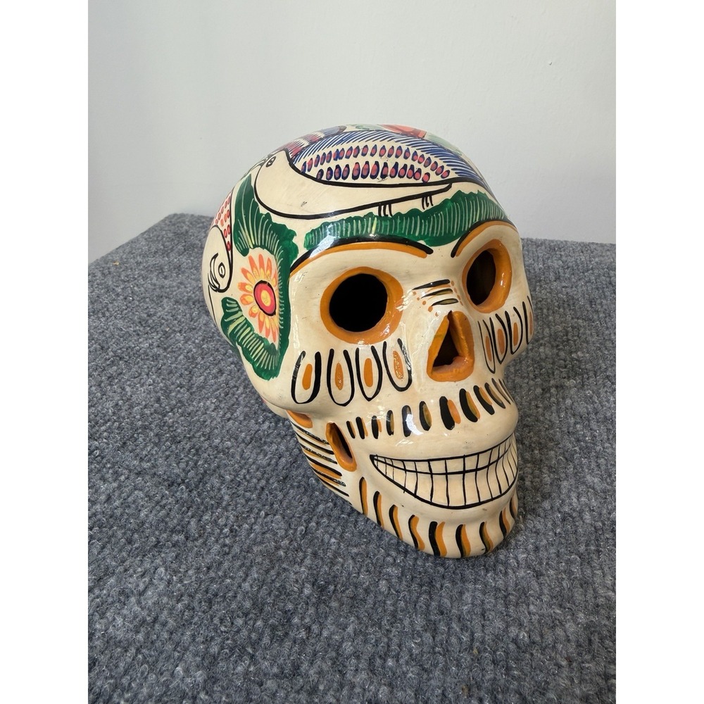 Mexican Pottery Hand Painted Sugar Skull Ceramic